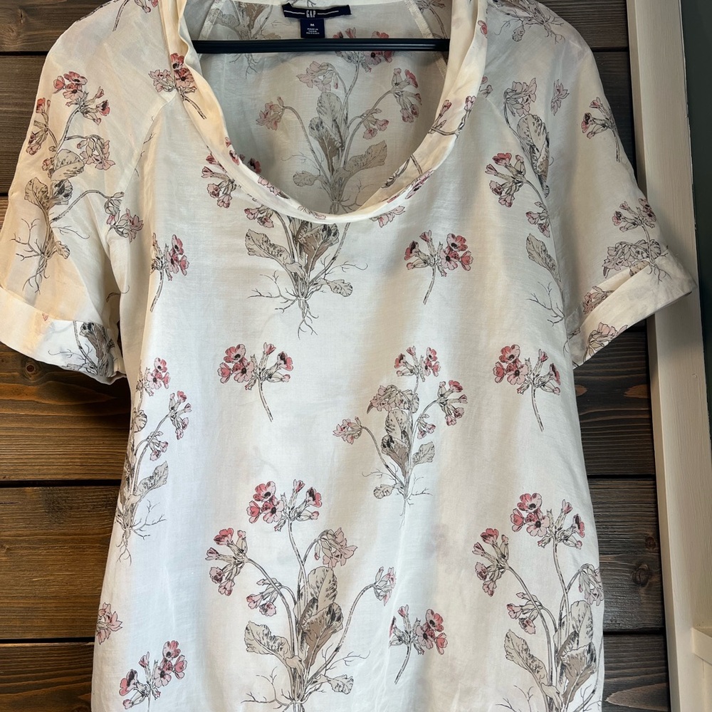Floral Print Women's Top - Cream and Pink